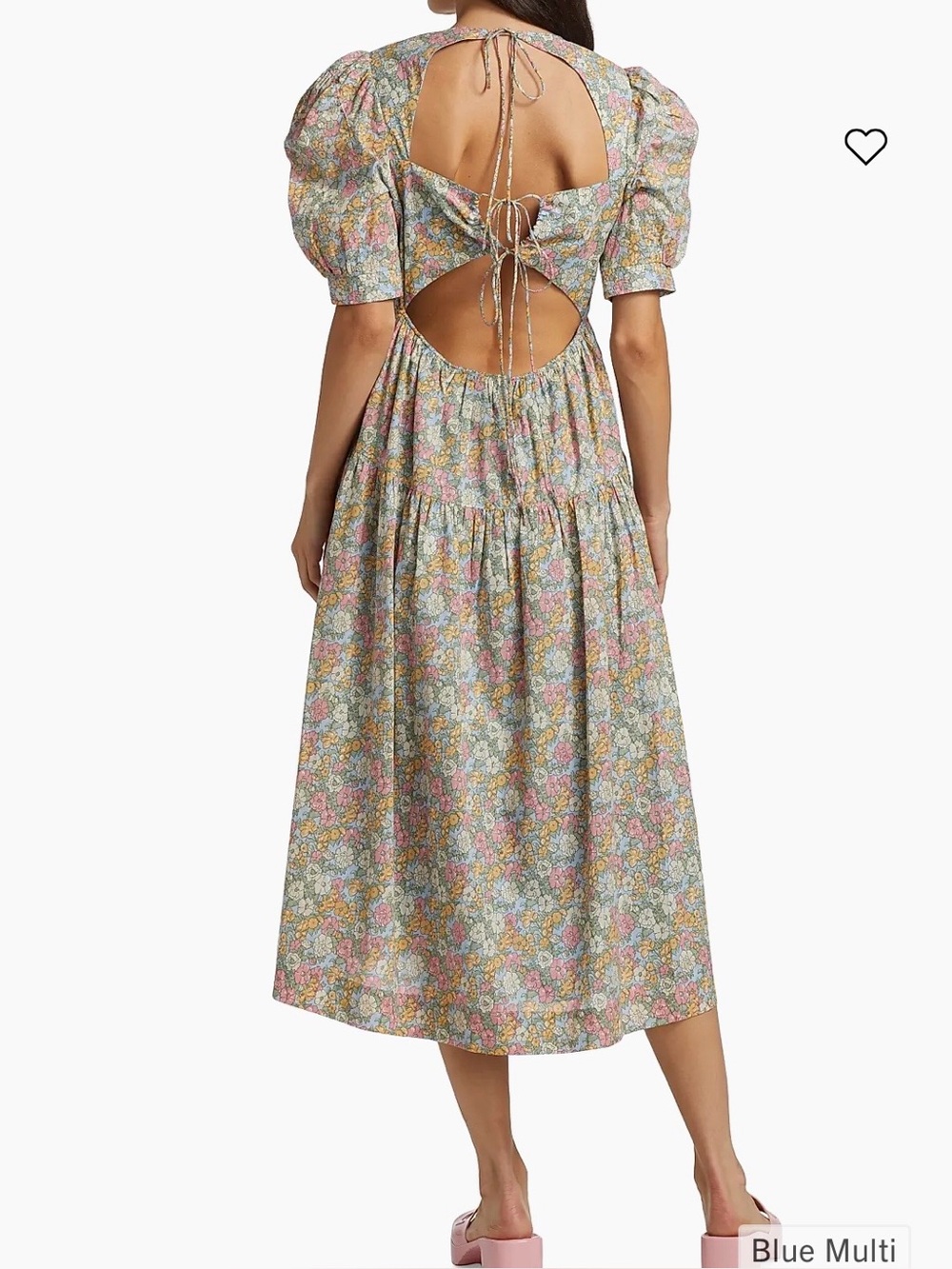 En Saison NWOT Blue Multi Floral Open-Back Midi Dress Pockets Women's Small